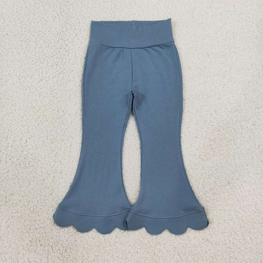 Dusty blue girls scalloped bell bottoms