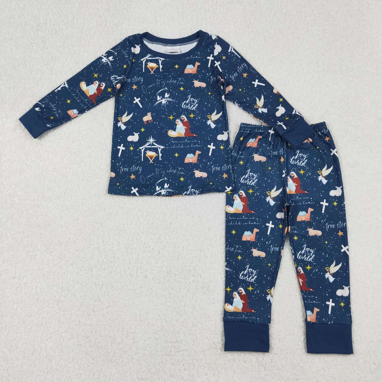 nativity of Jesus design kids long sleeve matching outfit