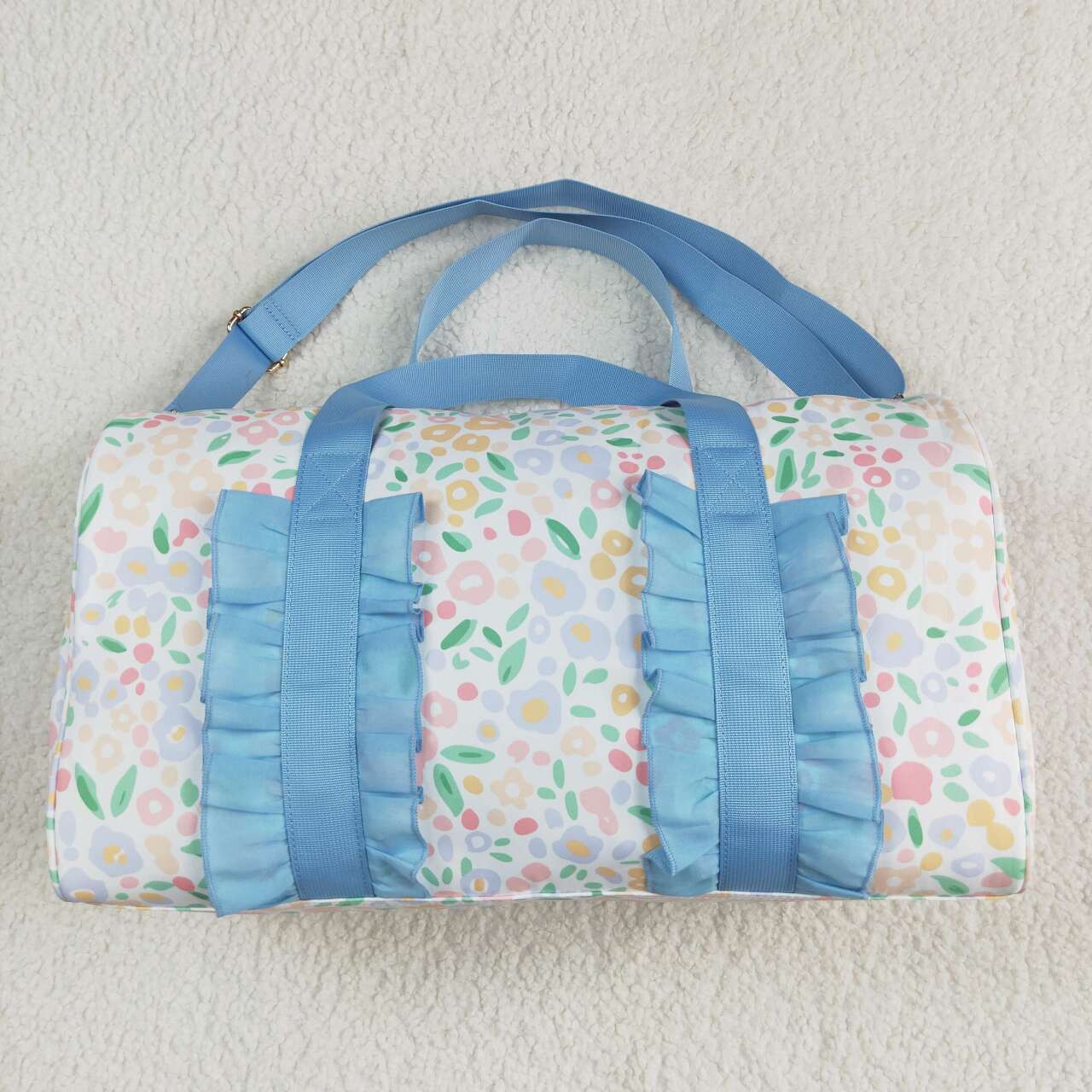 Floral design duffel bag sports bag