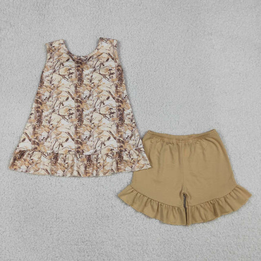 Camo top matching shorts girl summer outfit