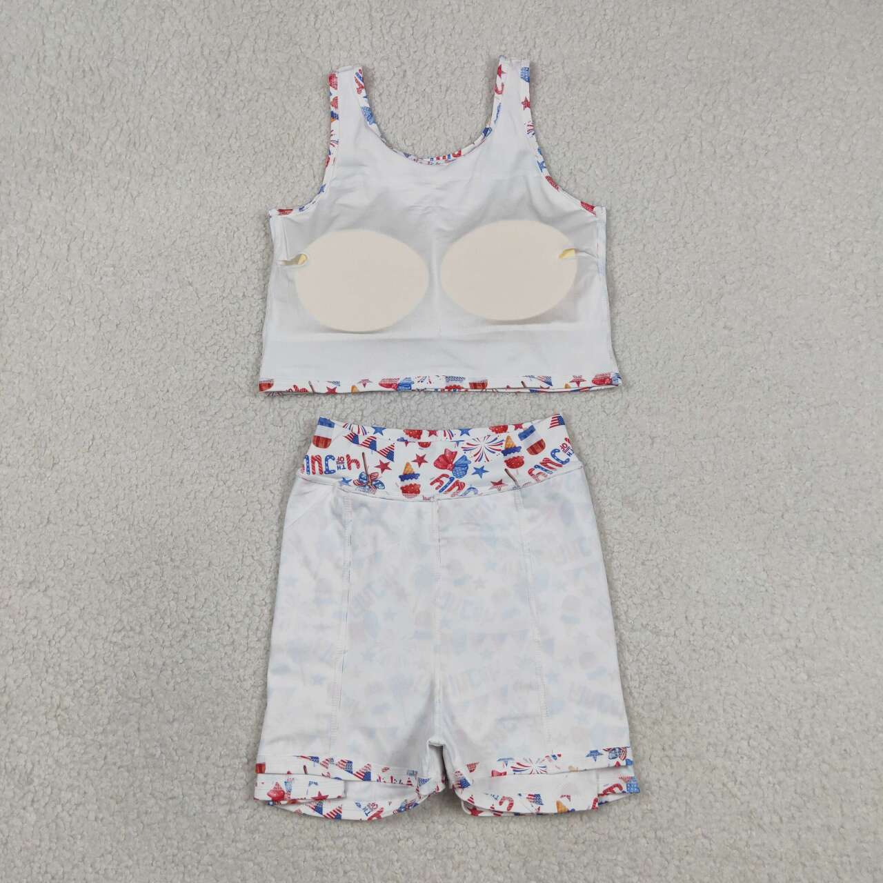 July 4th tank top matching skirt girls active wear yoga outfit