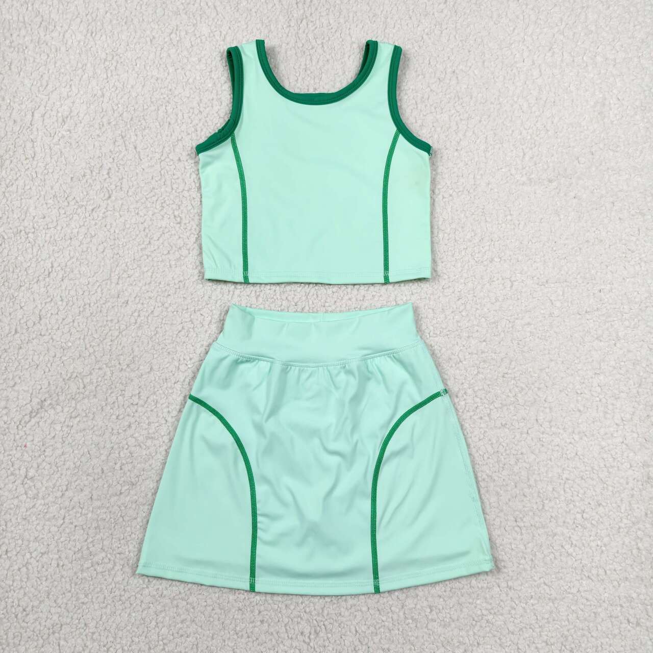 Blue yoga tank top matching skirts girls active wear outfit