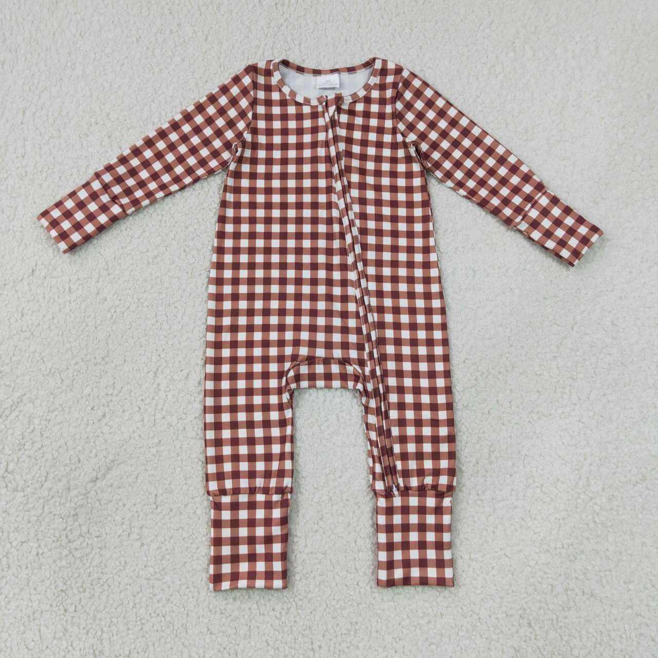 Toddle baby boy long sleeve plaid print romper