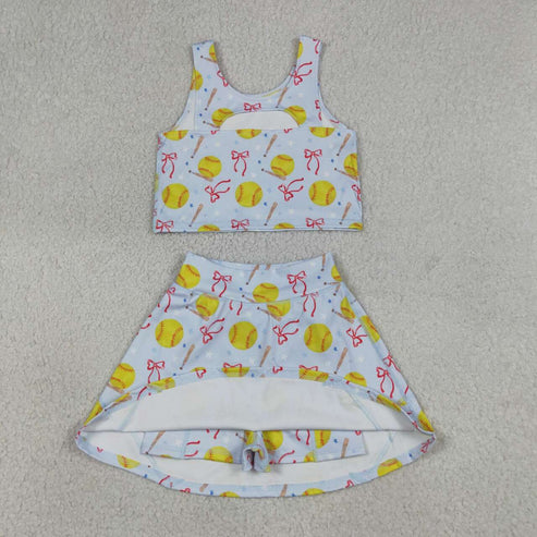 Baseball design girls summer yoga dress