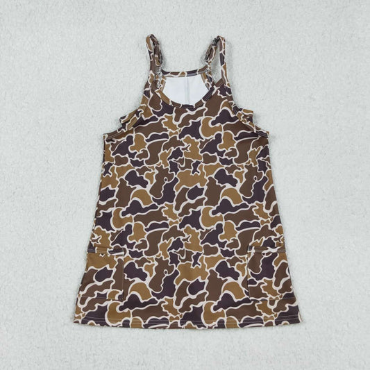 Baby girls brown camouflage active wear athletic summer yoga skort dress