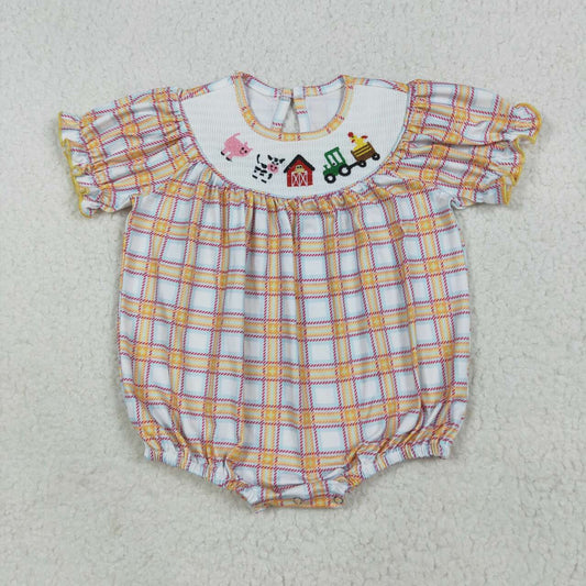 Farm animal toddle girls smocked romper