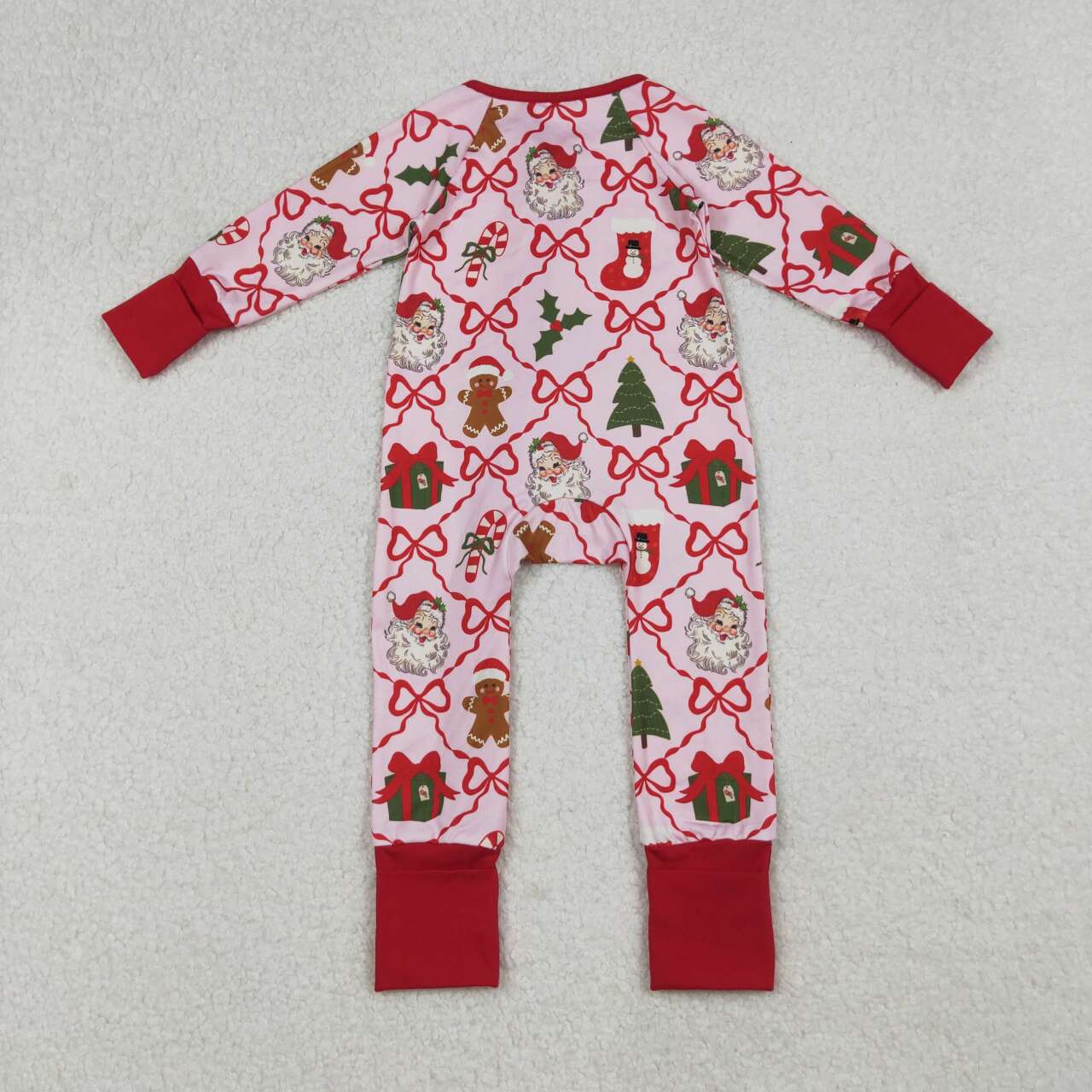 Christmas santa candy cane toddle baby long sleeve zip romper