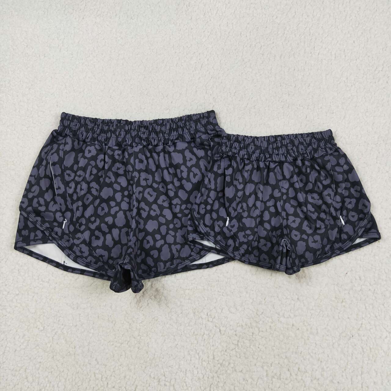 Mommy and me black leopard summer shorts