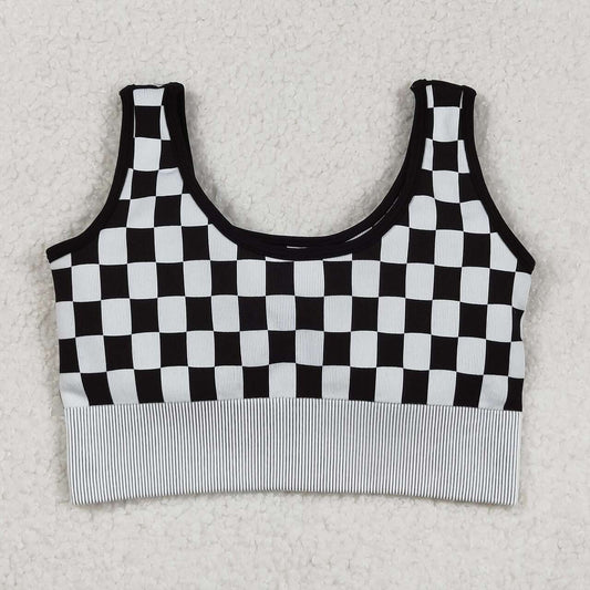 Adult women black checkered top