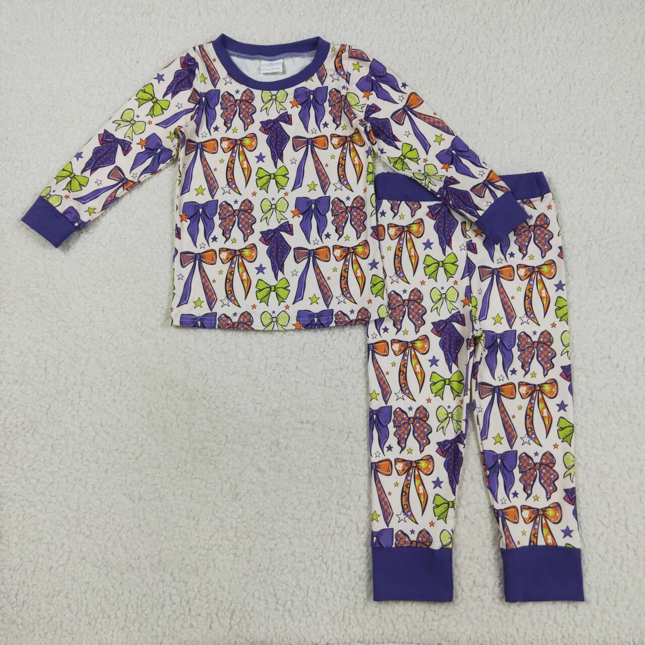 Halloween bows kids pajama clothing set