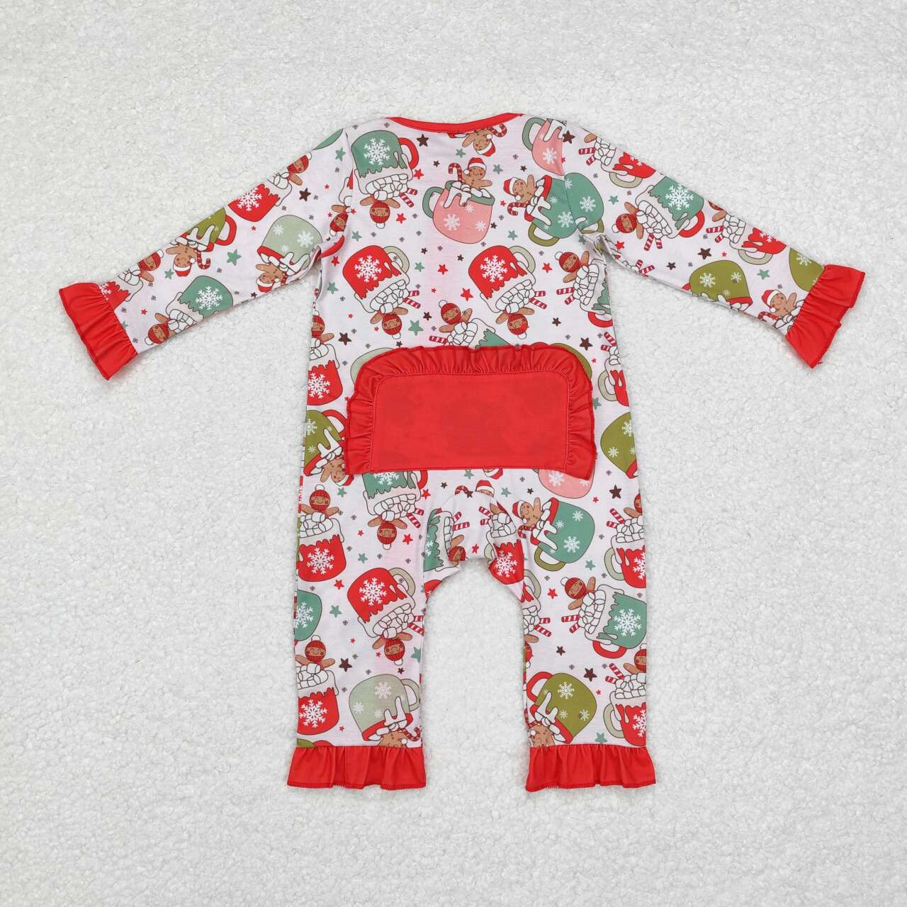 Wholesale kids girls Christmas cup candy cane winter bamboo romper