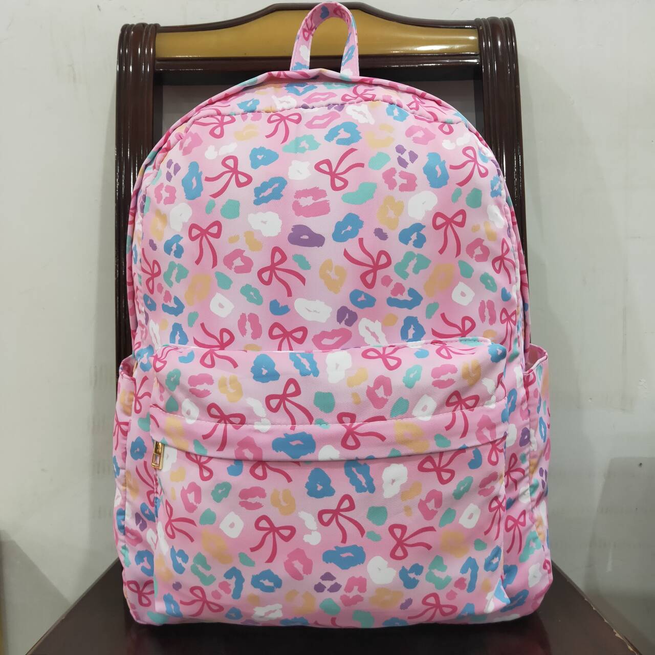 USA SHOP Colorful leopard pink bow design backpack