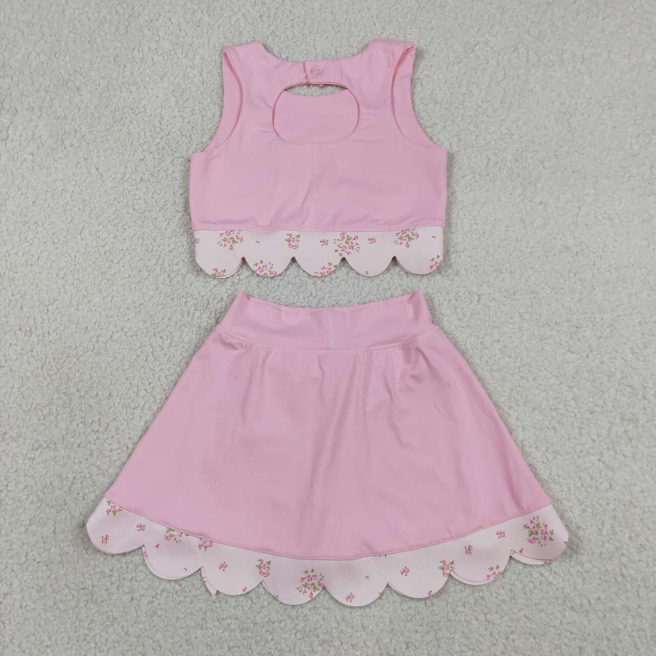 Pink tank top matching skirt girls summer active wear yoga outfit
