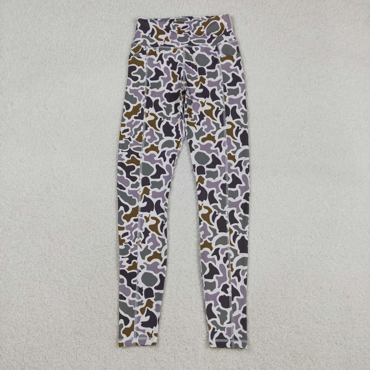 Adult women dark grey camo yoga legging pants