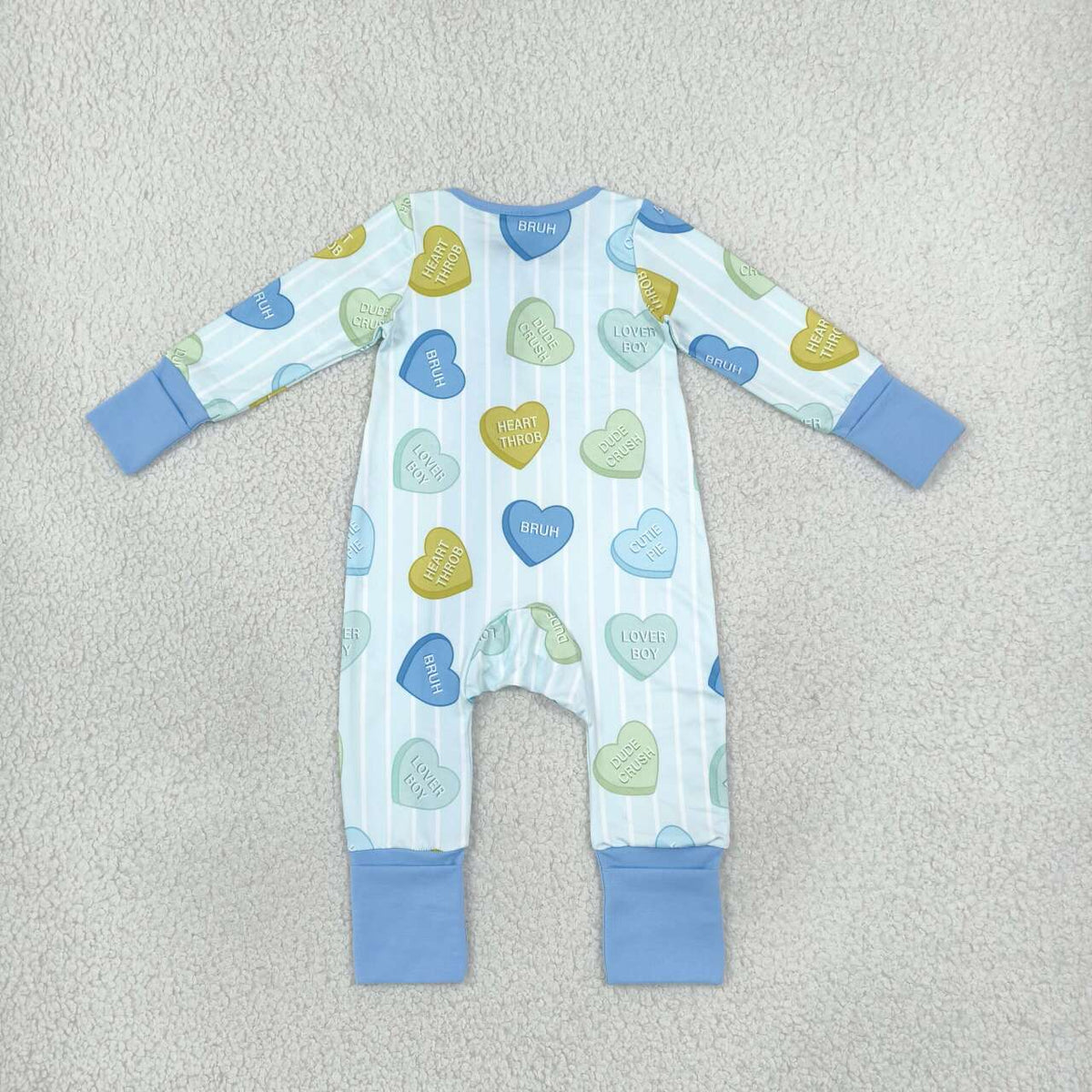 Valentines heart toddle baby boy long sleeve romper