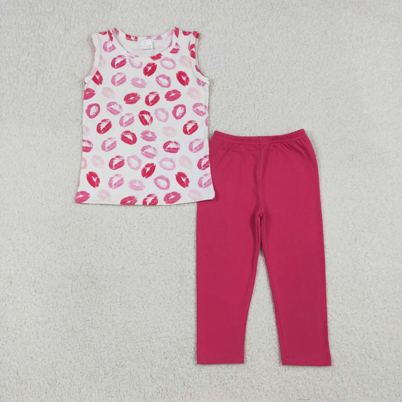 Valentines day lip tank top hot pink leggings girls outfit