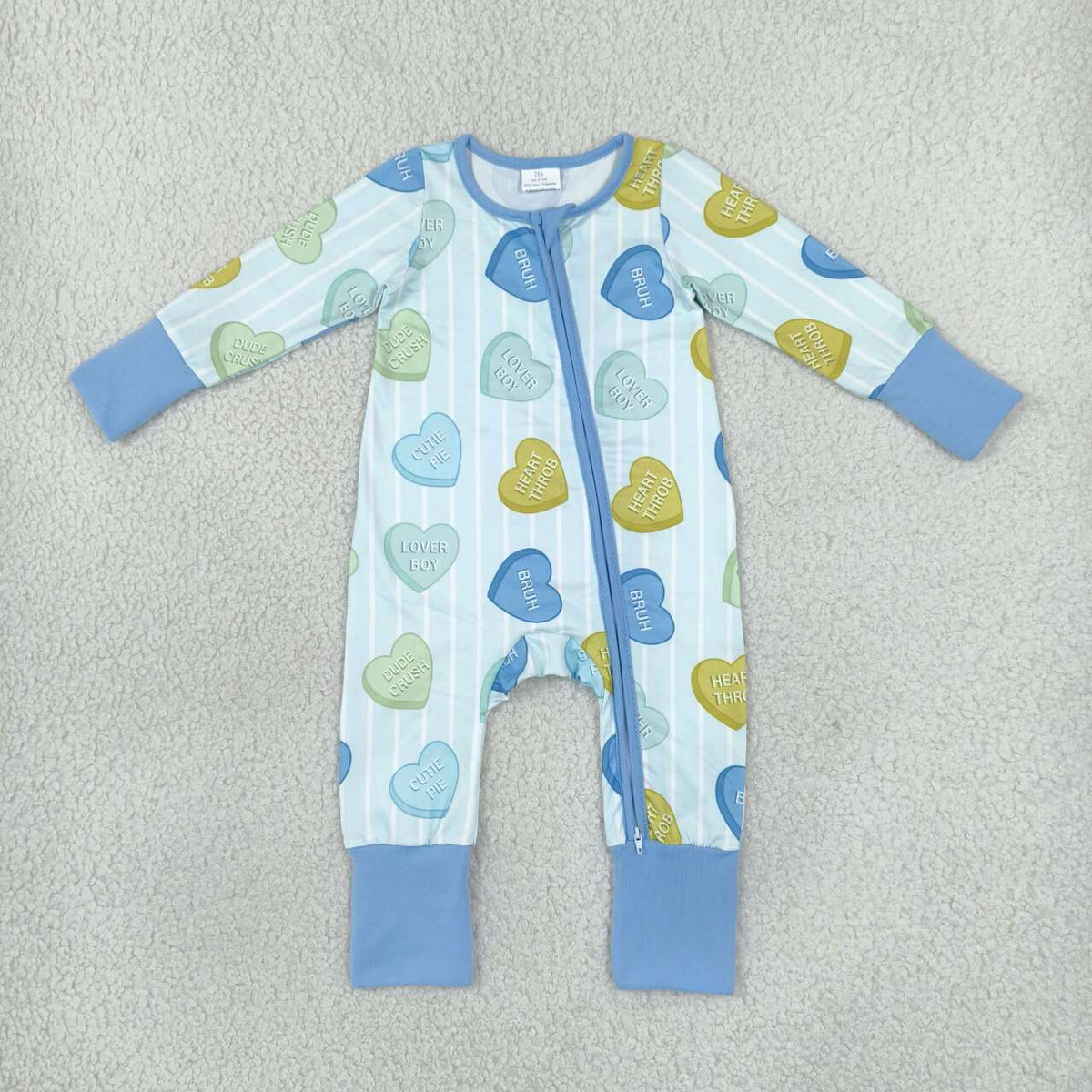 Valentines heart toddle baby boy long sleeve romper