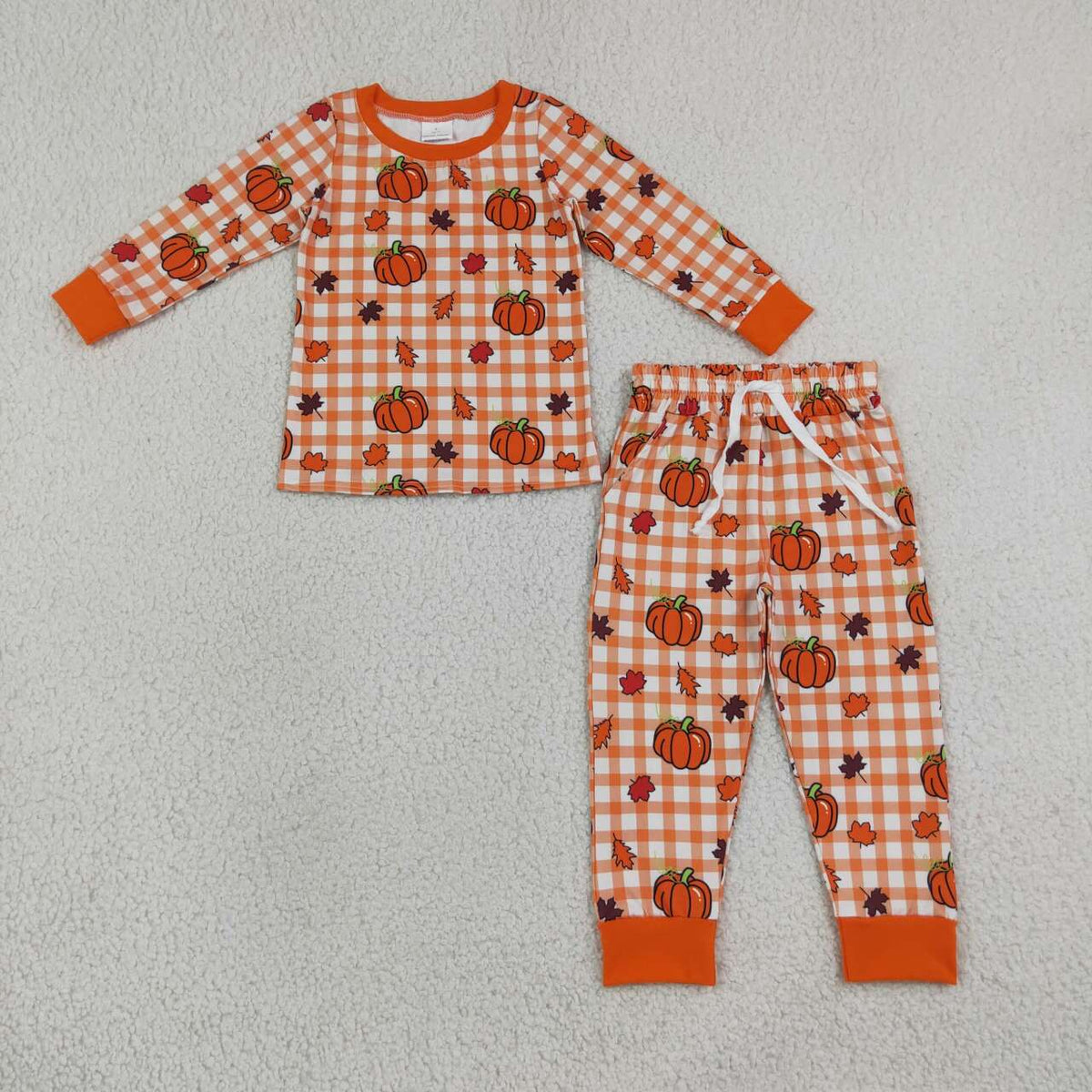 Fall pumpkin boys long sleeve pajama set outfit