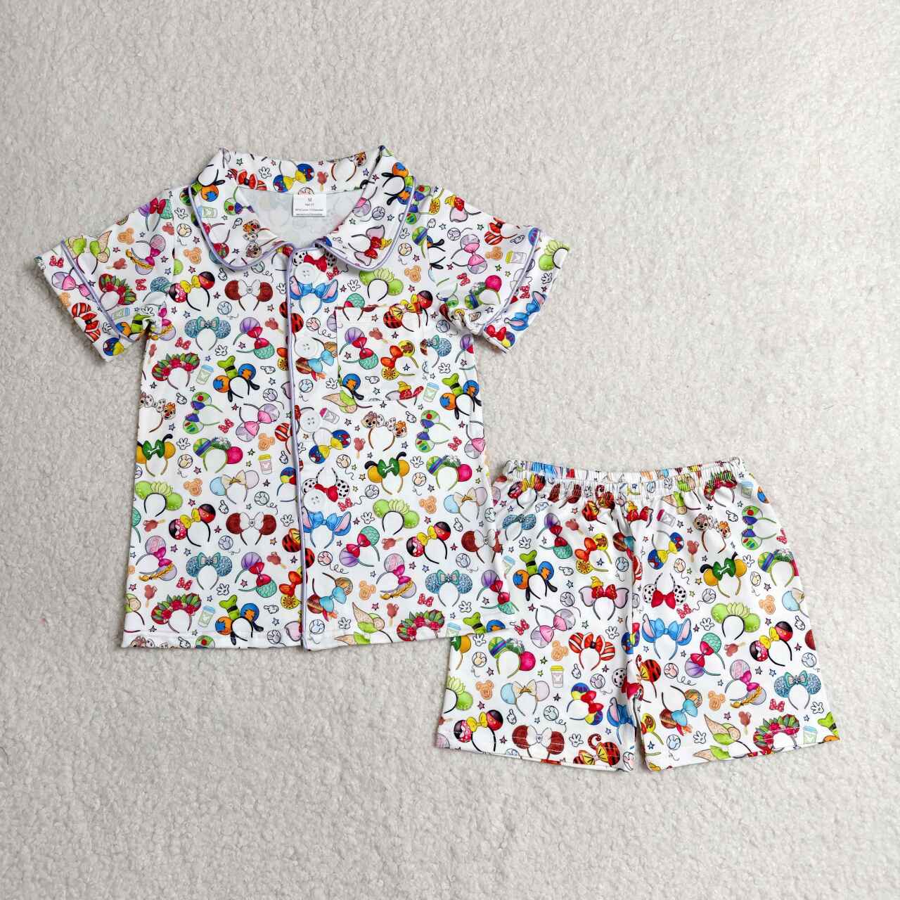baby boy cartoon button down pajama set
