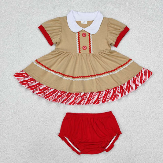 baby girls christmas gingerbread bummies outfit