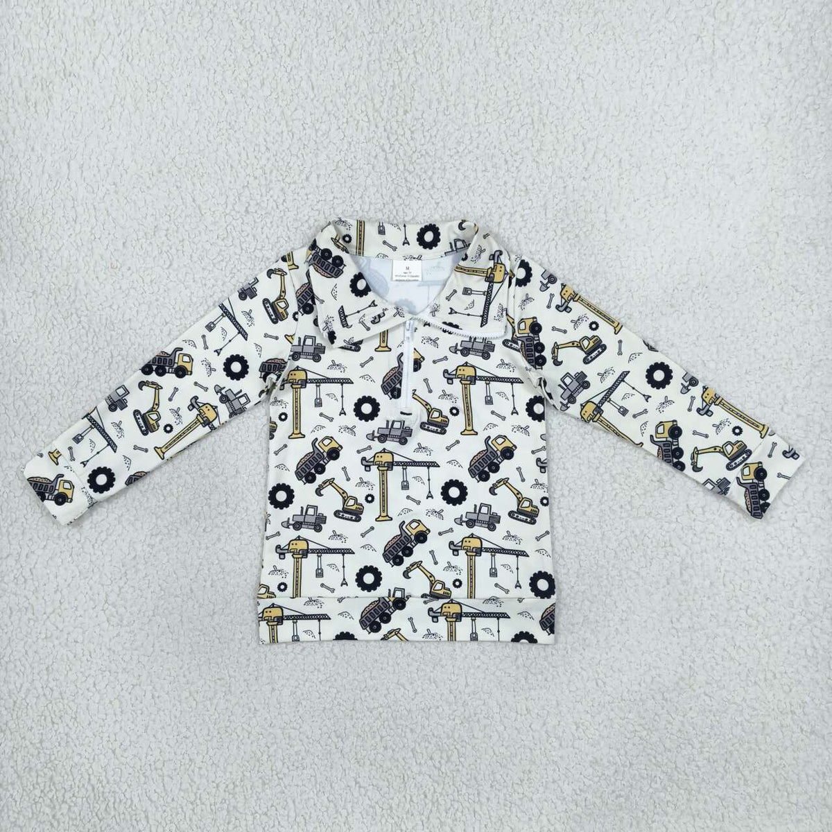 Construction print kids long sleeve pullover top