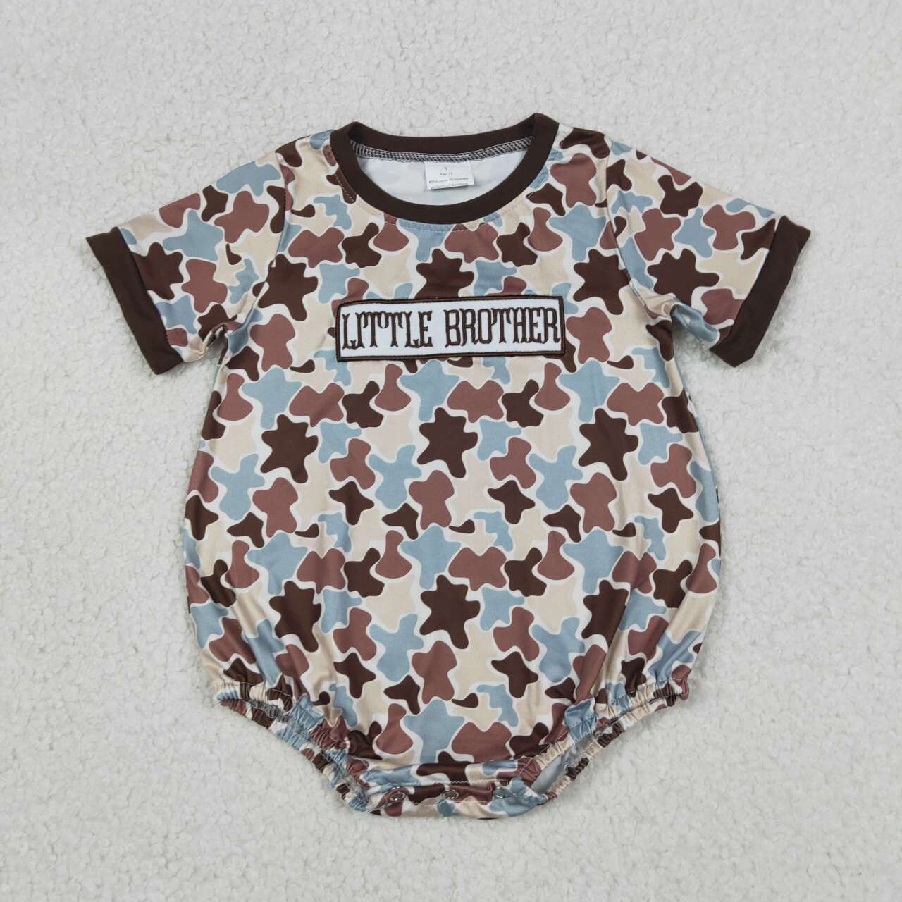 Embroidery Little brother camo design toddle boy baby romper