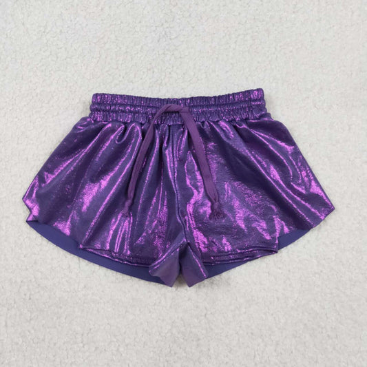 Toddle baby Mardi Gras purple summer leather shorts