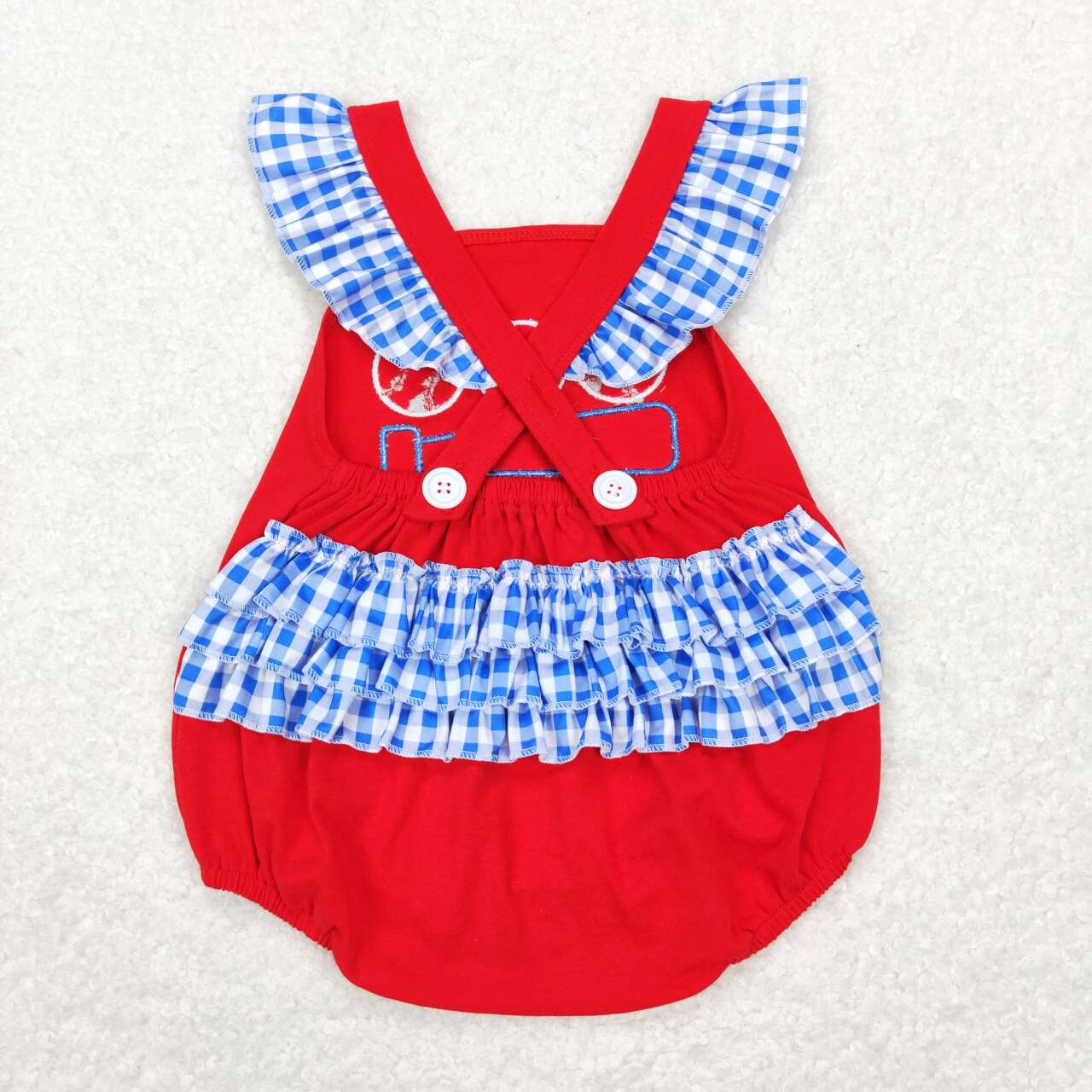 toddle girls embroidery baseball game day romper