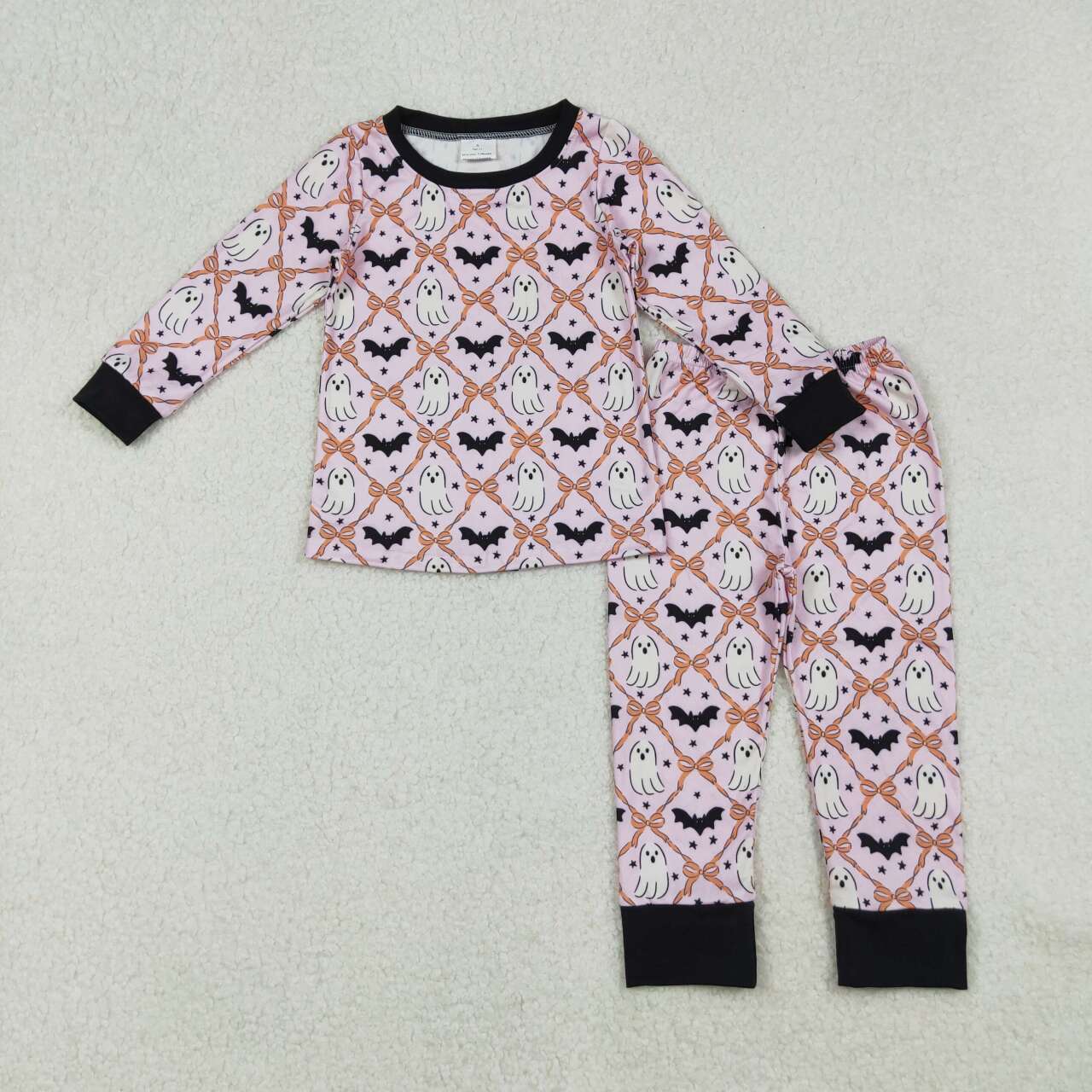 Halloween ghost bat kids long sleeve matching pajama set