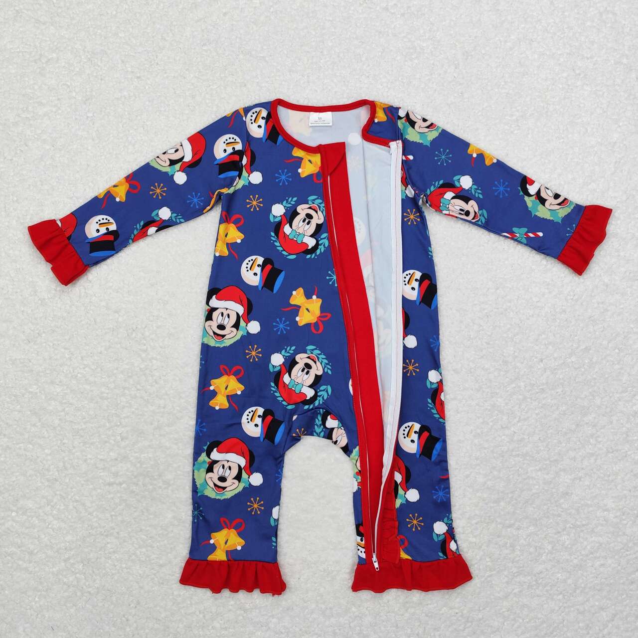 toddle baby girl christmas blue cartoon zip romper