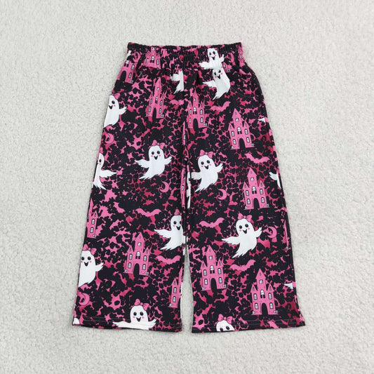 Halloween ghost print girls milk silk pants
