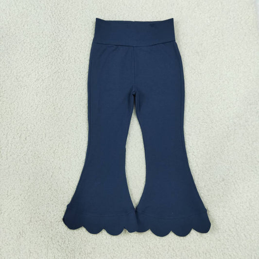 Navy color girls scalloped bell bottoms