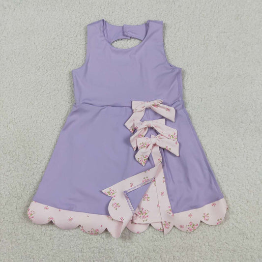 Lavender bow baby girls summer yoga dress
