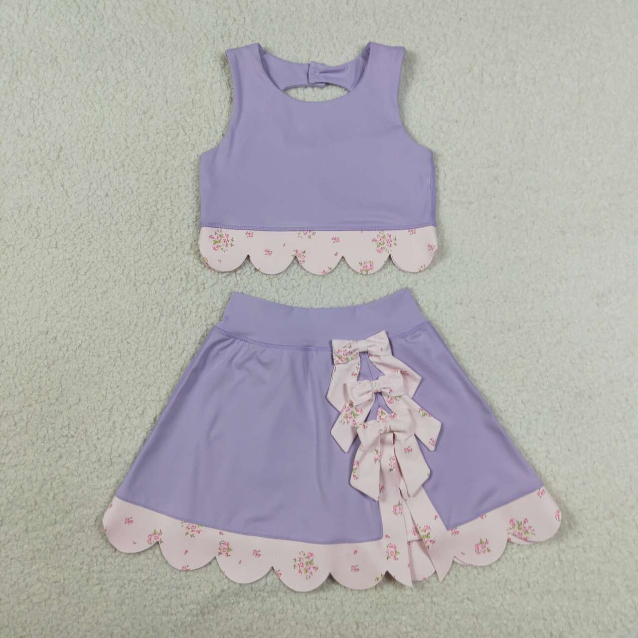Lavender tank top matching skirt girls summer active wear yoga outfit preorder