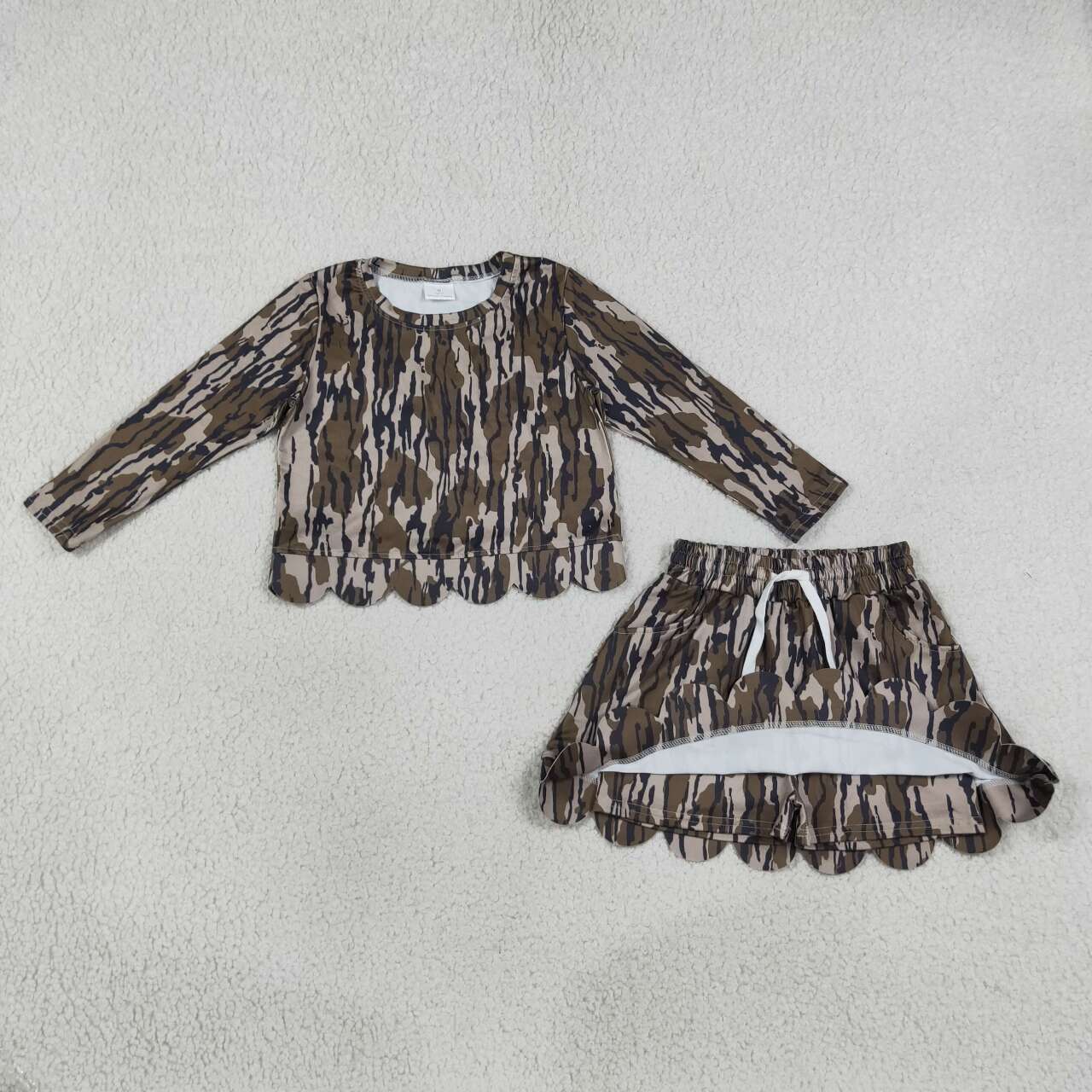 Camo top matching skorts girls scallop outfit