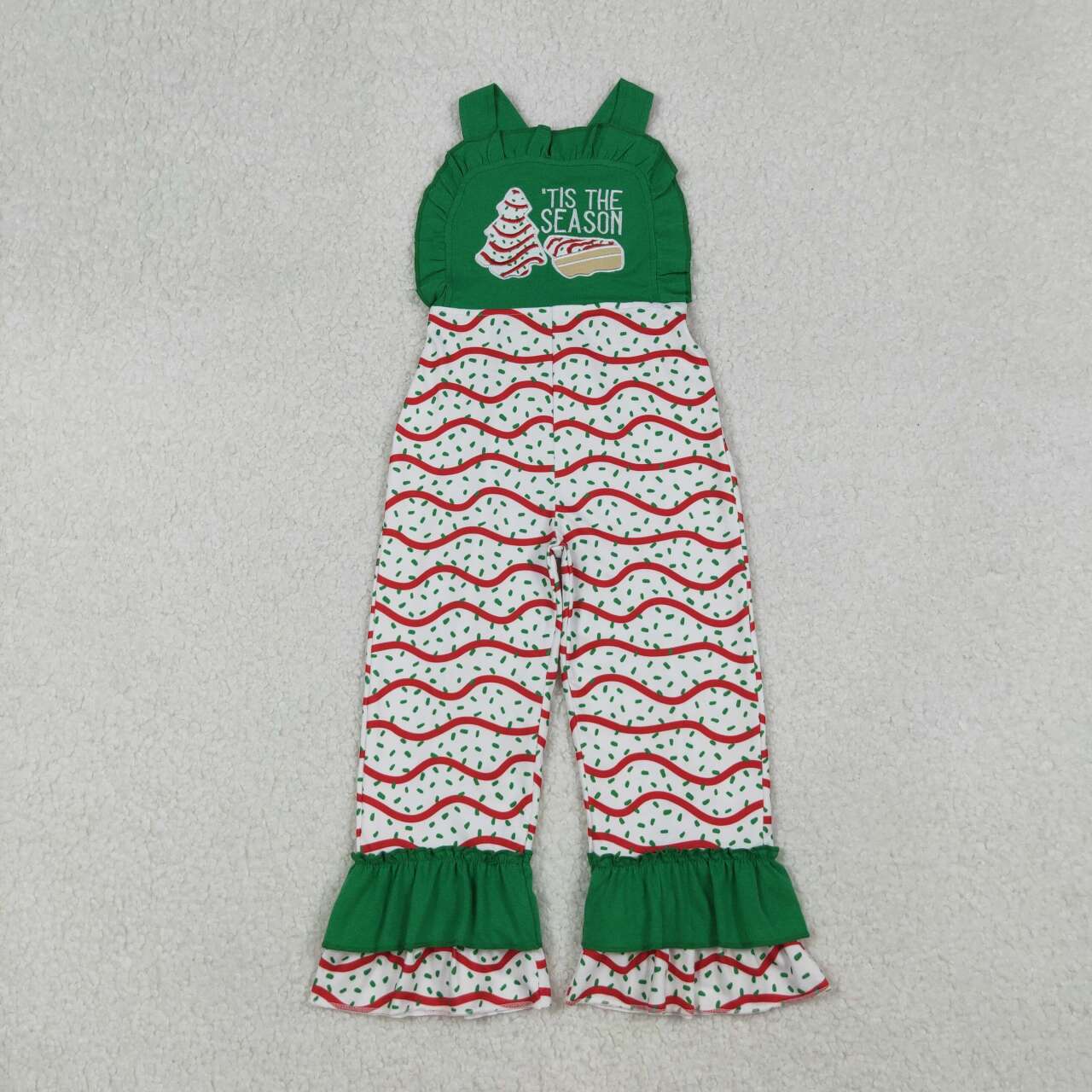 Embroidery Christmas tree cake fall winter  jumpsuit
