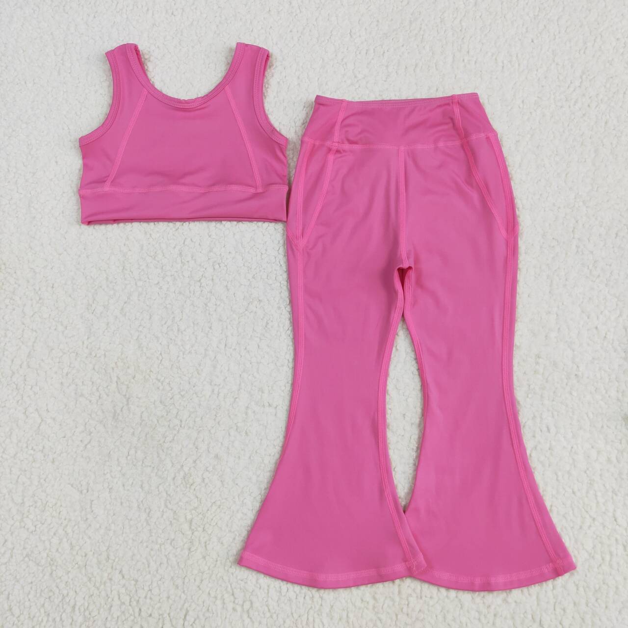 Baby girls hot pink active wear athletic summer yoga pants outfit