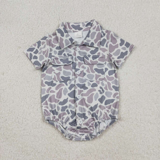 Light Grey Camo design toddle baby summer romper