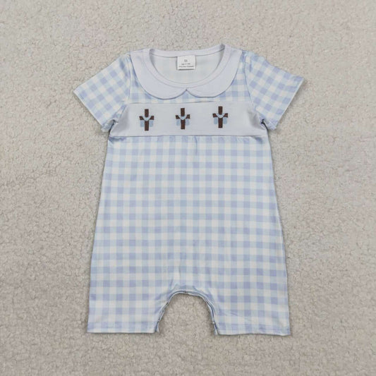 Easter cross embroidery design toddle baby romper