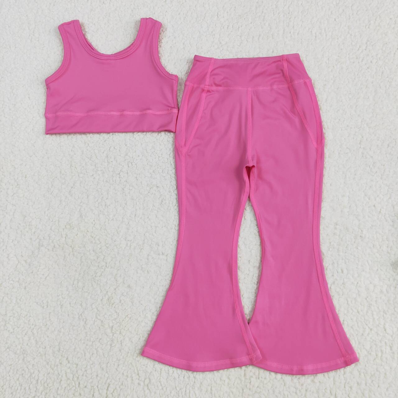 Baby girls hot pink active wear athletic summer yoga pants outfit