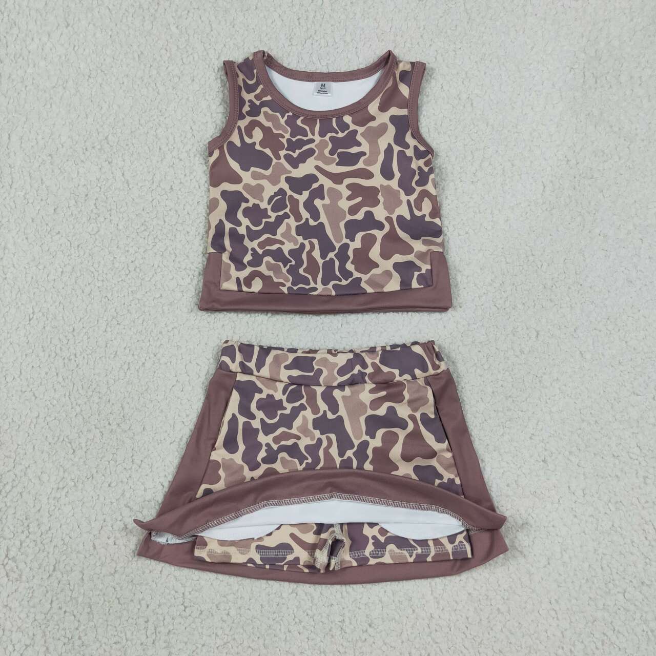 Brown yoga top matching skorts girls summer outfit