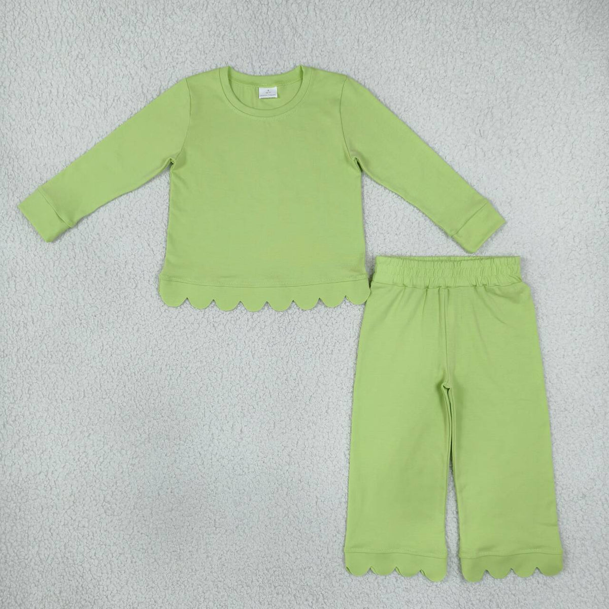 Girls long sleeve lime green color matching outfit