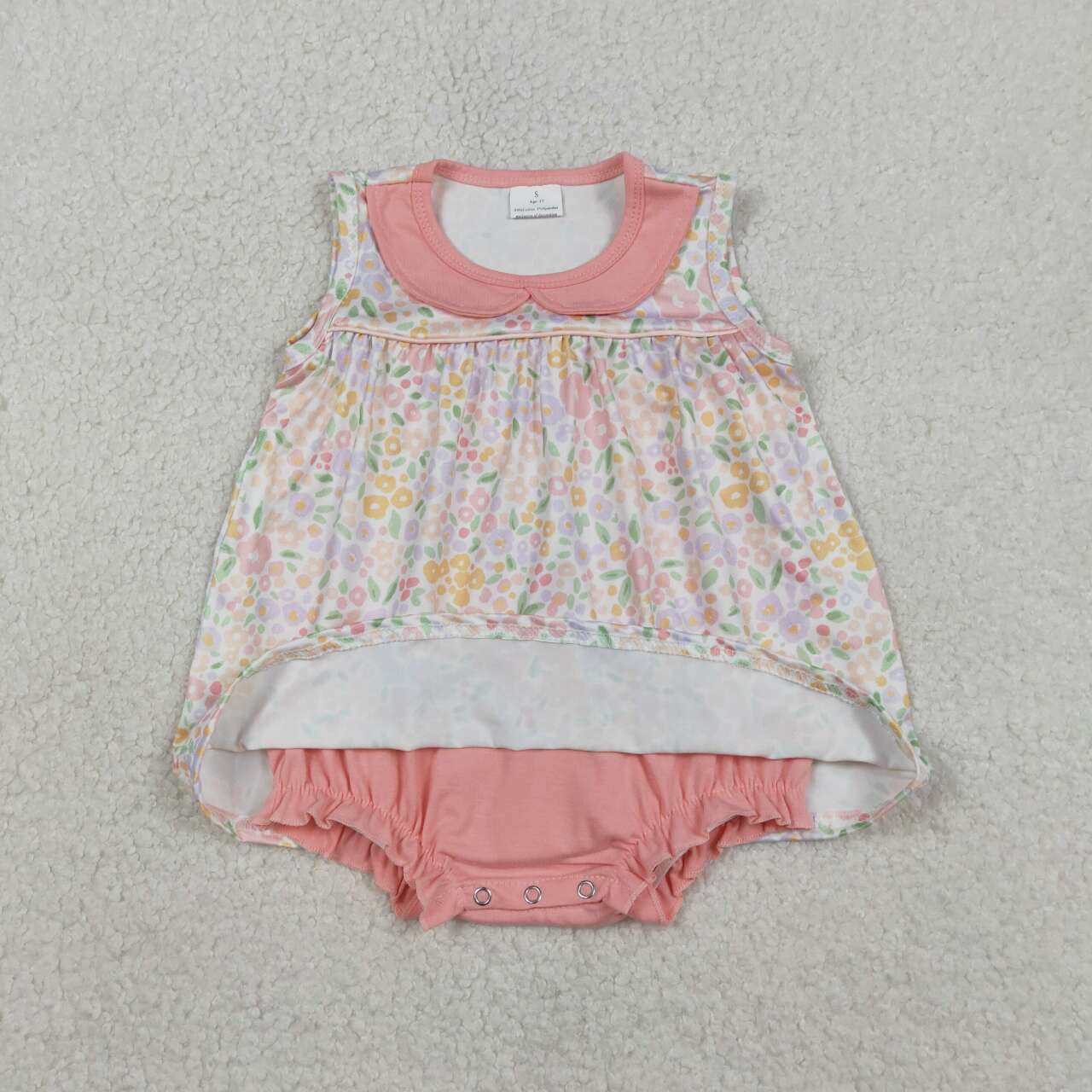 Blue pink flowers toddle baby girl romper