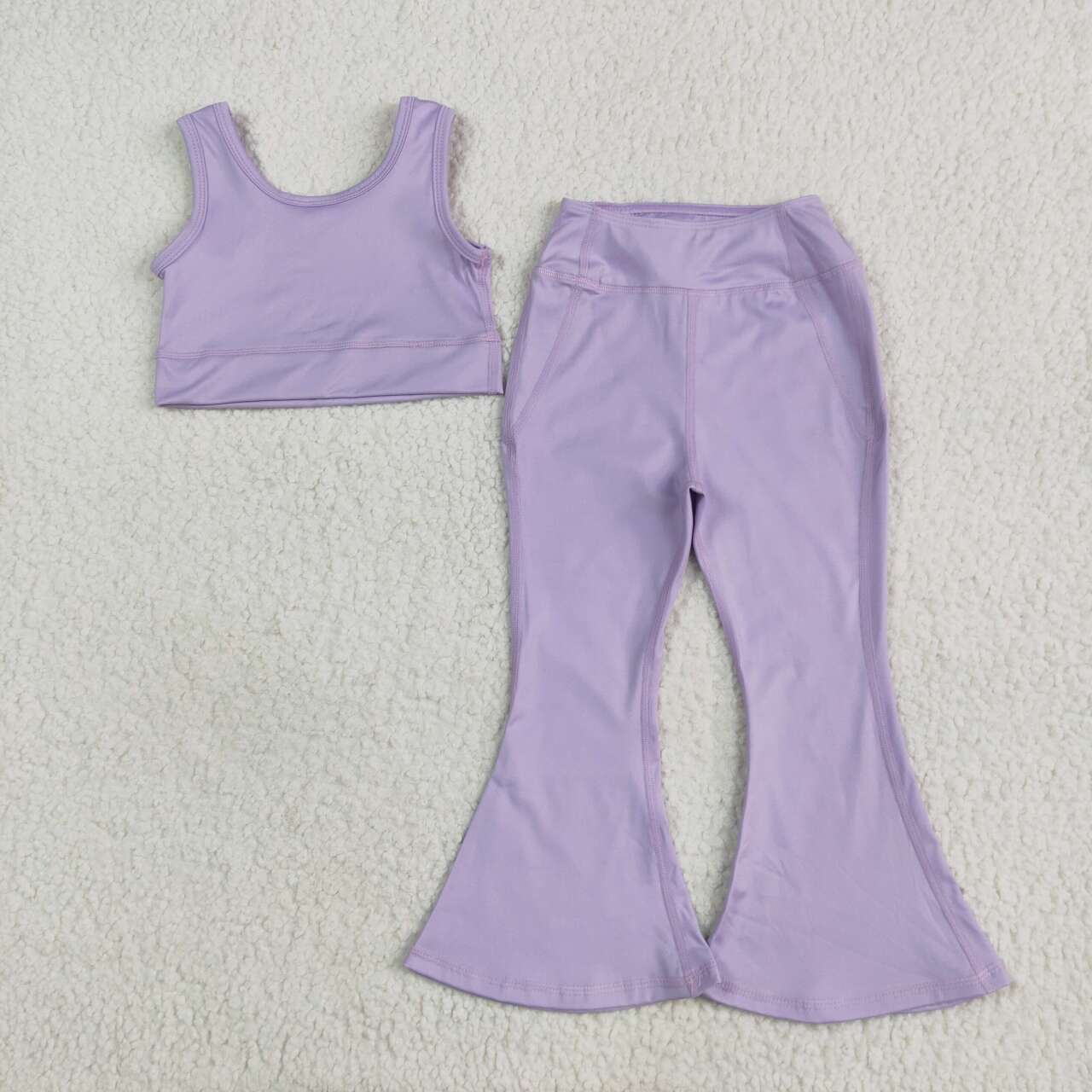 Baby girls lavender active wear athletic summer yoga pants outfit