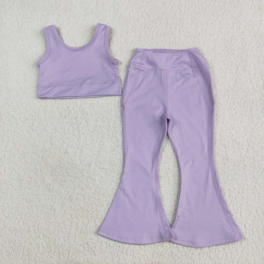 Baby girls lavender active wear athletic summer yoga pants outfit