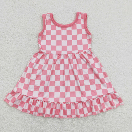 pink checkered boutique dress