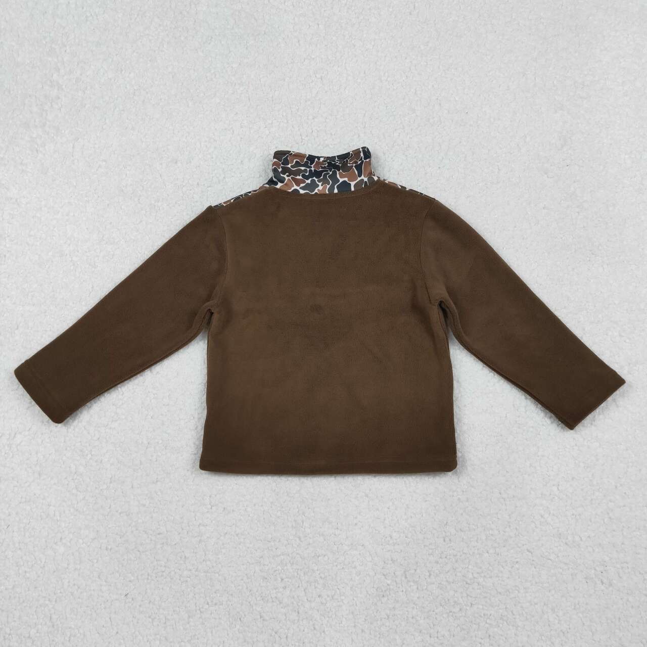 Baby boy brown camo long sleeve zip pullover top