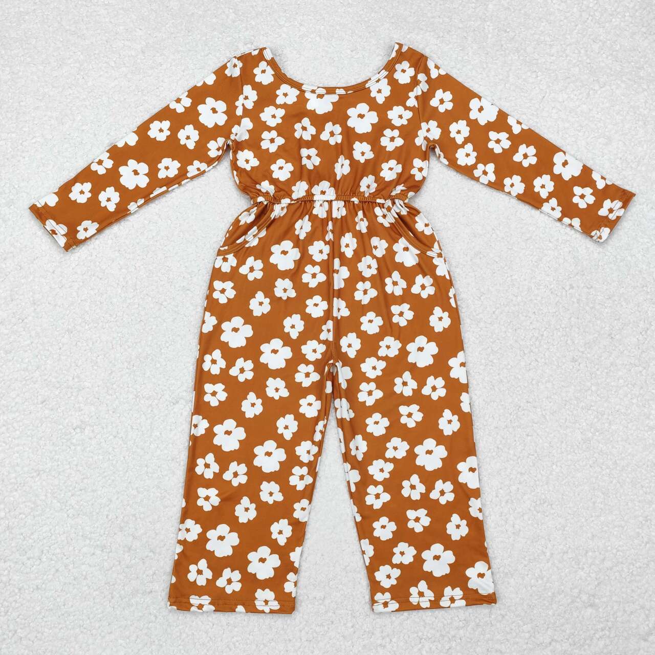 Wholesale kids baby girls wide leg floral jumpsuit