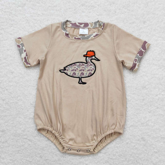 embroidery mallard duck short sleeve hunting romper