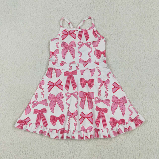 USA SHOP Baby girls  pink bow active wear athletic summer yoga skirt dress